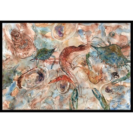 Carolines Treasures Crabs- Shrimp And Oysters On The Loose Indoor and Outdoor Mat- 18 x 27 in. 8939MAT